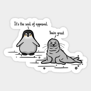 The seal of approval and his penguin friend Funny Digital Illustration Sticker